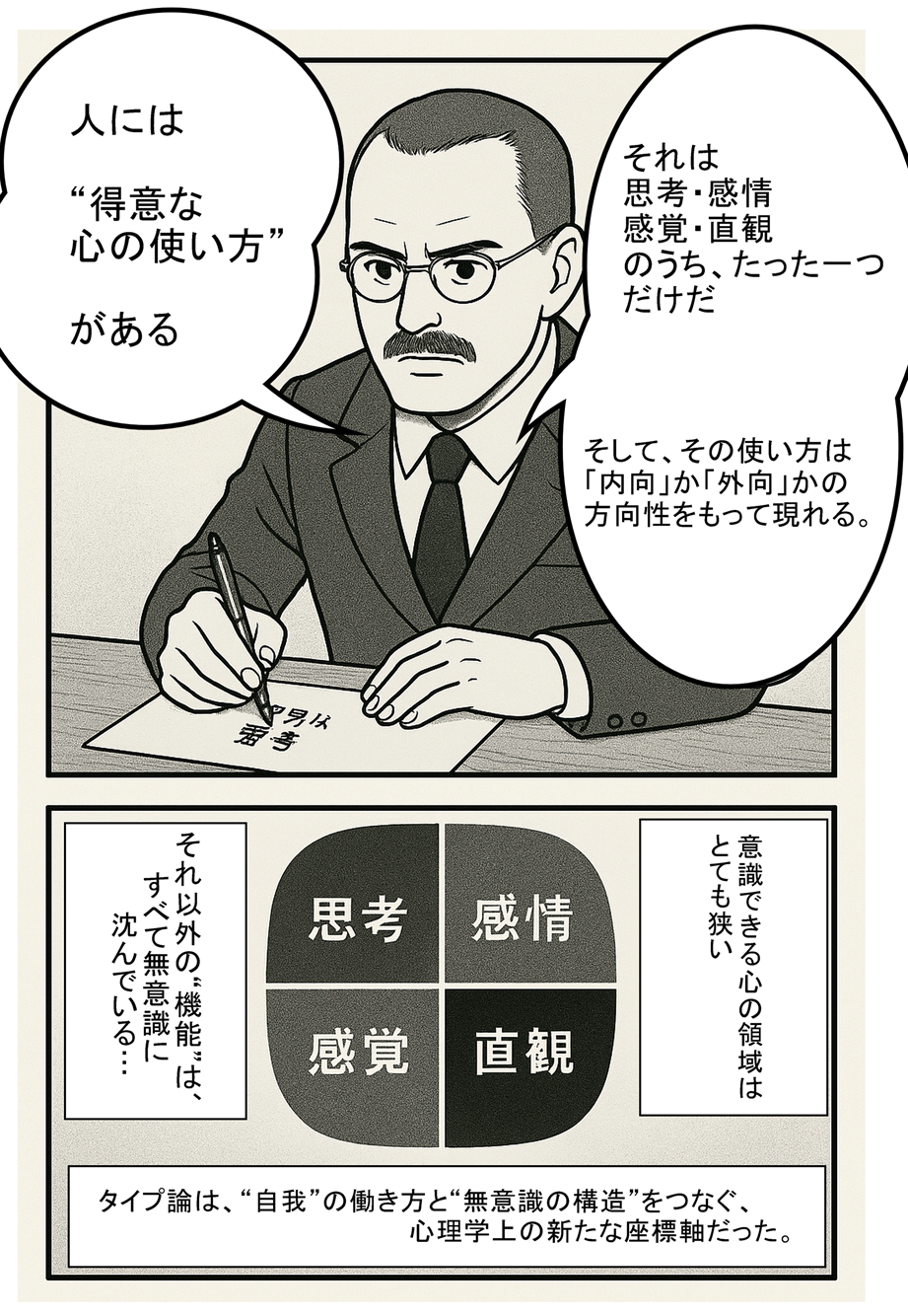 ユングがタイプ論を発見する場面の漫画
